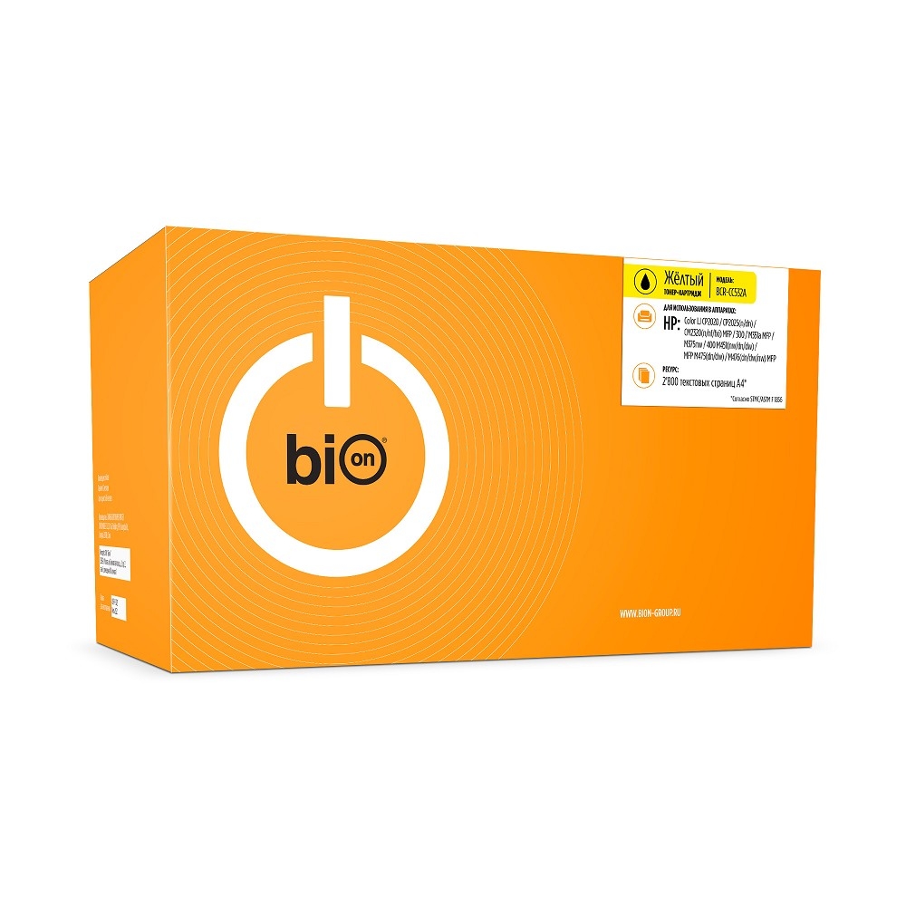 Картридж Bion BCR-CC532A, для HP, желтый, 2800 стр., с чипом