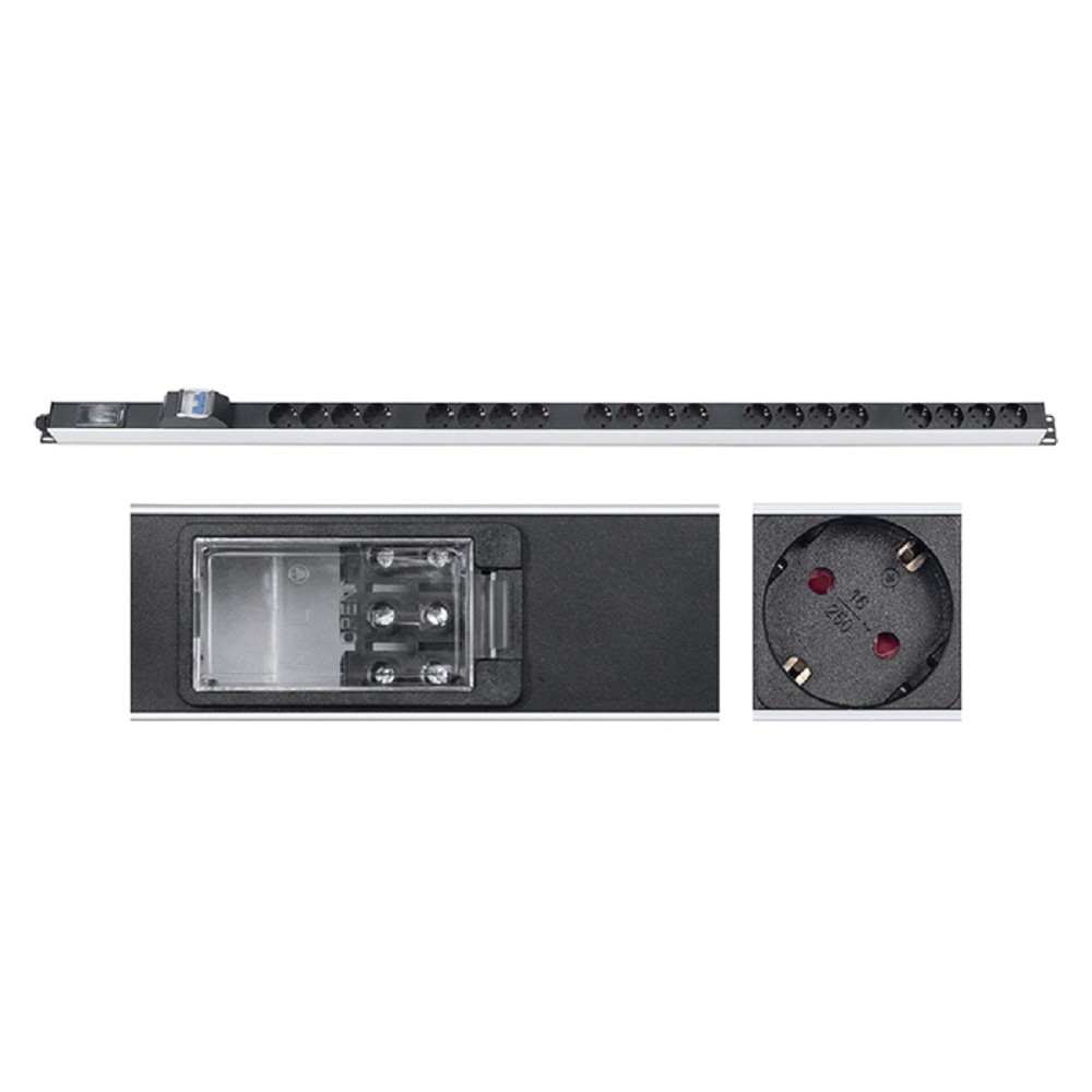 PDU Cabeus PDU-16-20S-B-T, 19", вертикальный, 20×Schuko, 16А