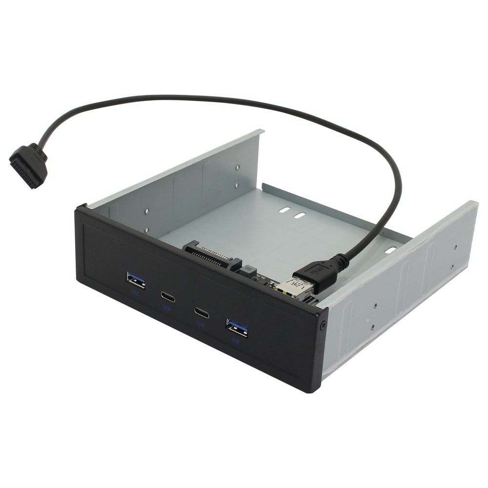ORIENT C192, Планка портов 5.25" на переднюю панель 2xUSB Type-C + 2xUSB 3.0 (USB3.2 Gen1), 20Pin кабель 50см, металл, oem (31349)