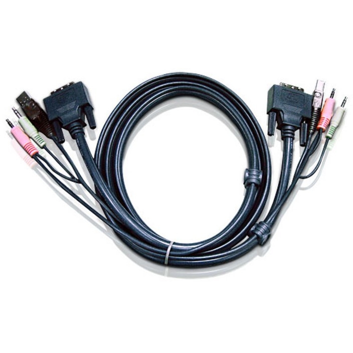 Кабель Aten 2L-7D02U, KVM, DVI-D+USB+аудио, 1.8м