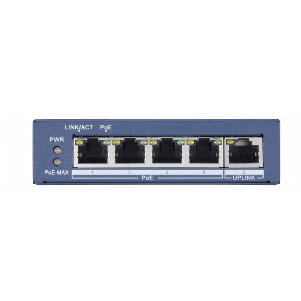 Коммутатор Hikvision DS-3E0505P-E, 4×1GbE PoE, 1×1GbE, 60W