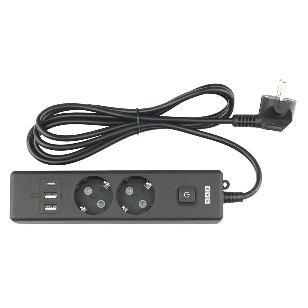 Удлинитель PowerCube PC-5B-2M, 3USB, 1.9м, 16А