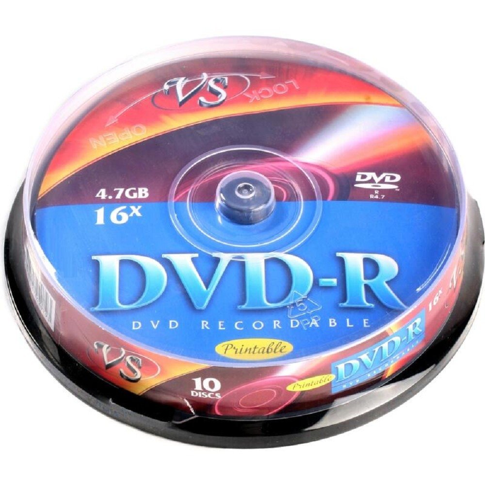 Диски DVD-R VS VSDVDRIPCB1001, 4,7 ГБ, 16x, печатаемые, 10 шт