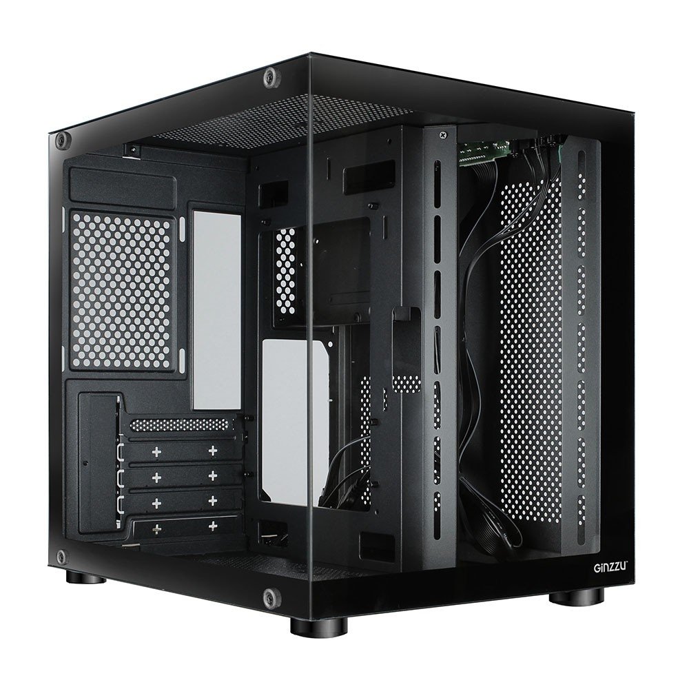 Корпус Ginzzu V100, mATX, закаленное стекло, без БП