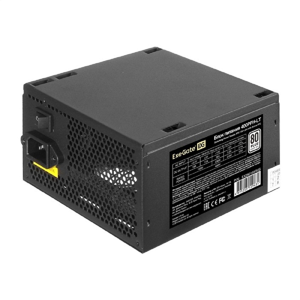 Блок питания ExeGate 400PPH-LT-OEM, ATX, 400 Вт, 80 PLUS, 120 мм