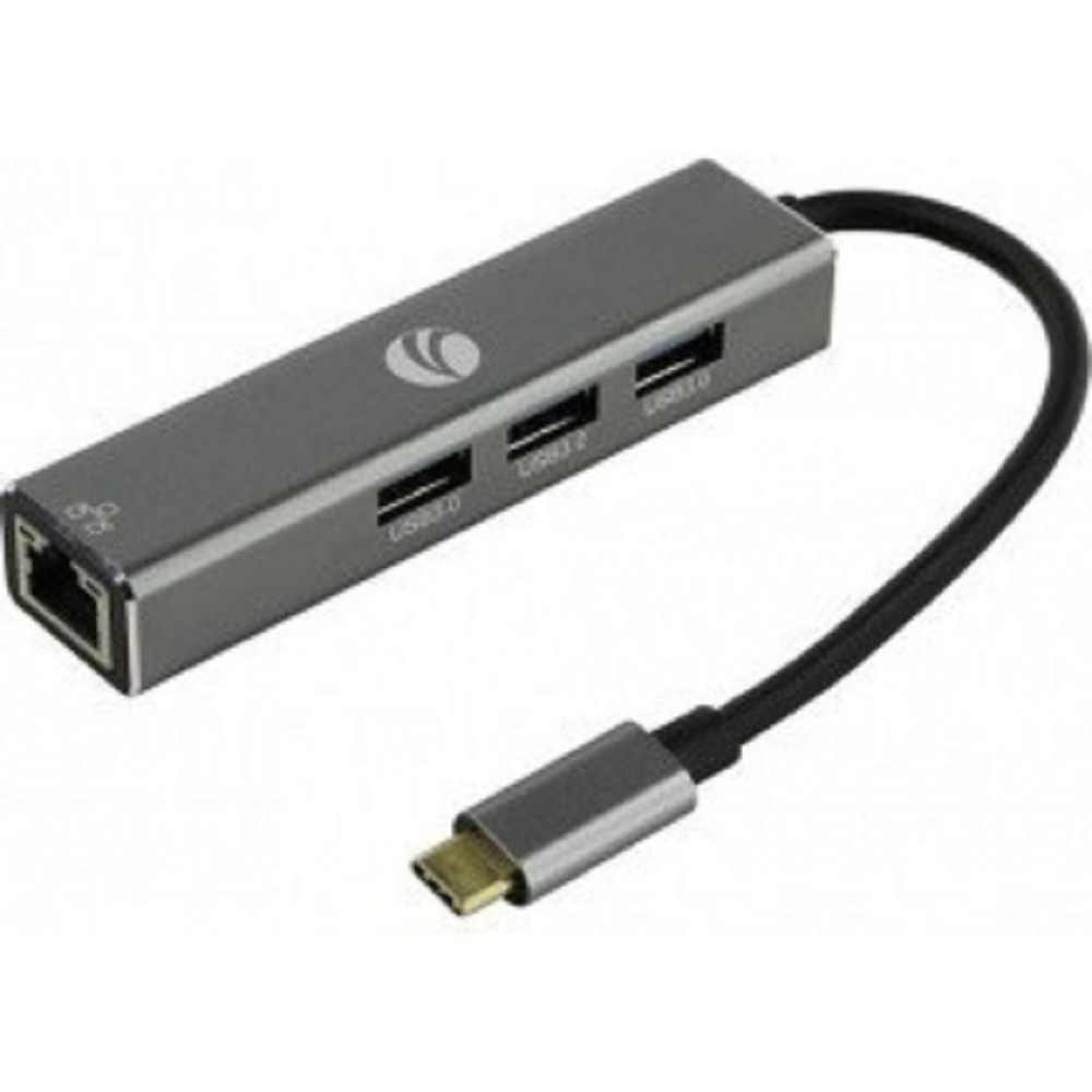 Хаб Vcom DH311A, USB Type-C — RJ-45 + 3×USB 3.0 Type-A, металлический корпус