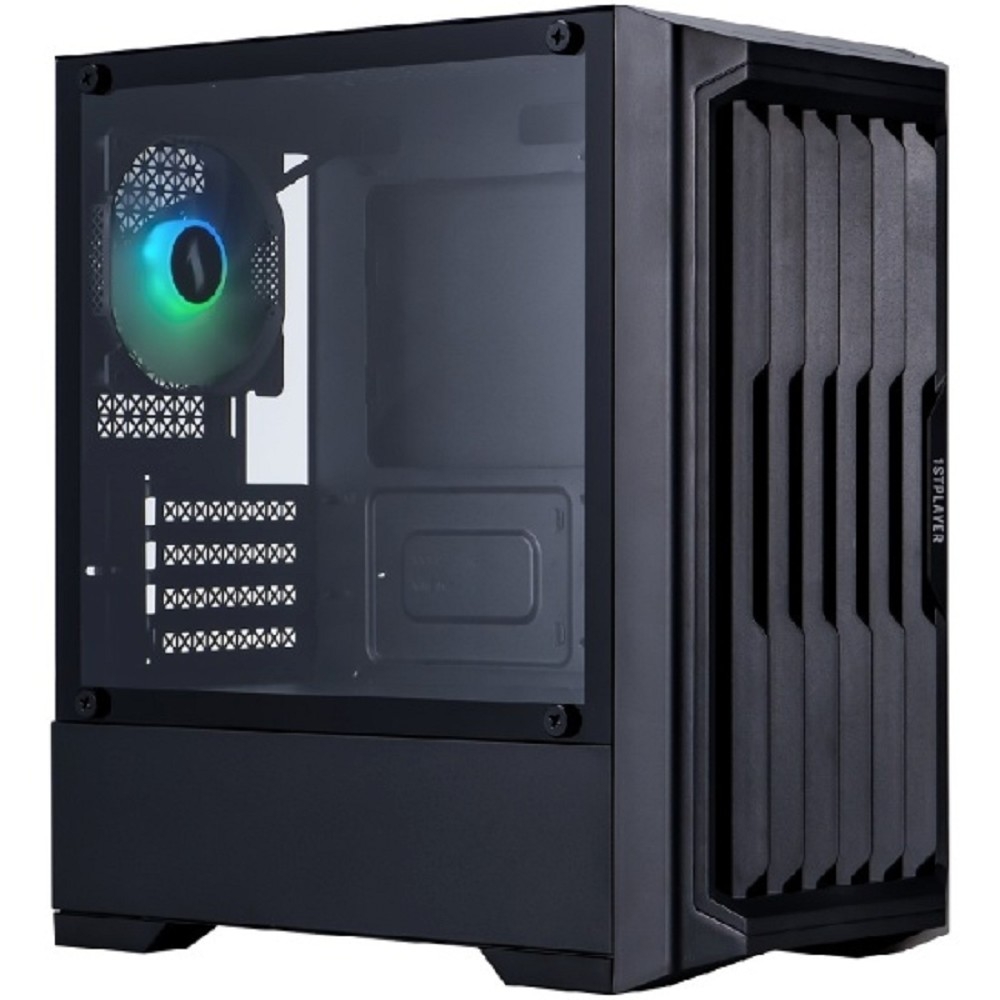 Корпус ПК 1STPLAYER H2-BK-4F7, mATX, Midi-Tower, черный