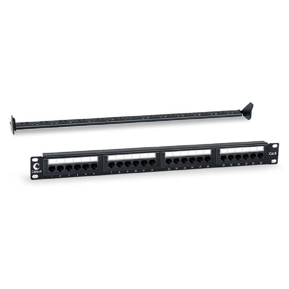 Патч-панель Cabeus PL-24-Cat.6-Dual, 19", 1U, 24×RJ-45, Cat.6