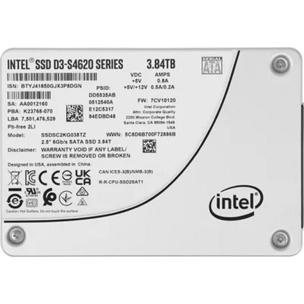 SSD Intel SSDSC2KG038TZ01, 2.5", 3840ГБ, SATA, 550/510 МБ/с