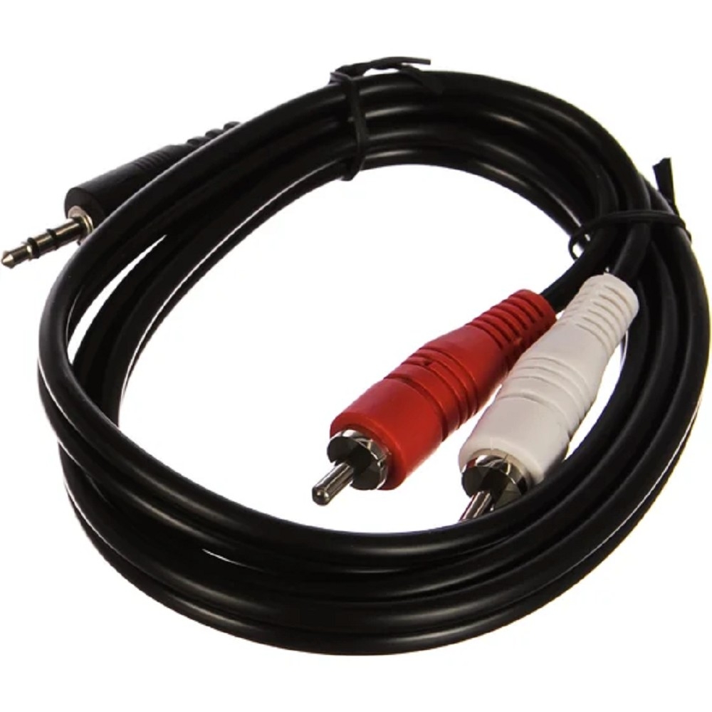 Аудиокабель Perfeo J2001, Jack 3.5 мм (m) — 2×RCA (m), 1 м, медный, чёрный