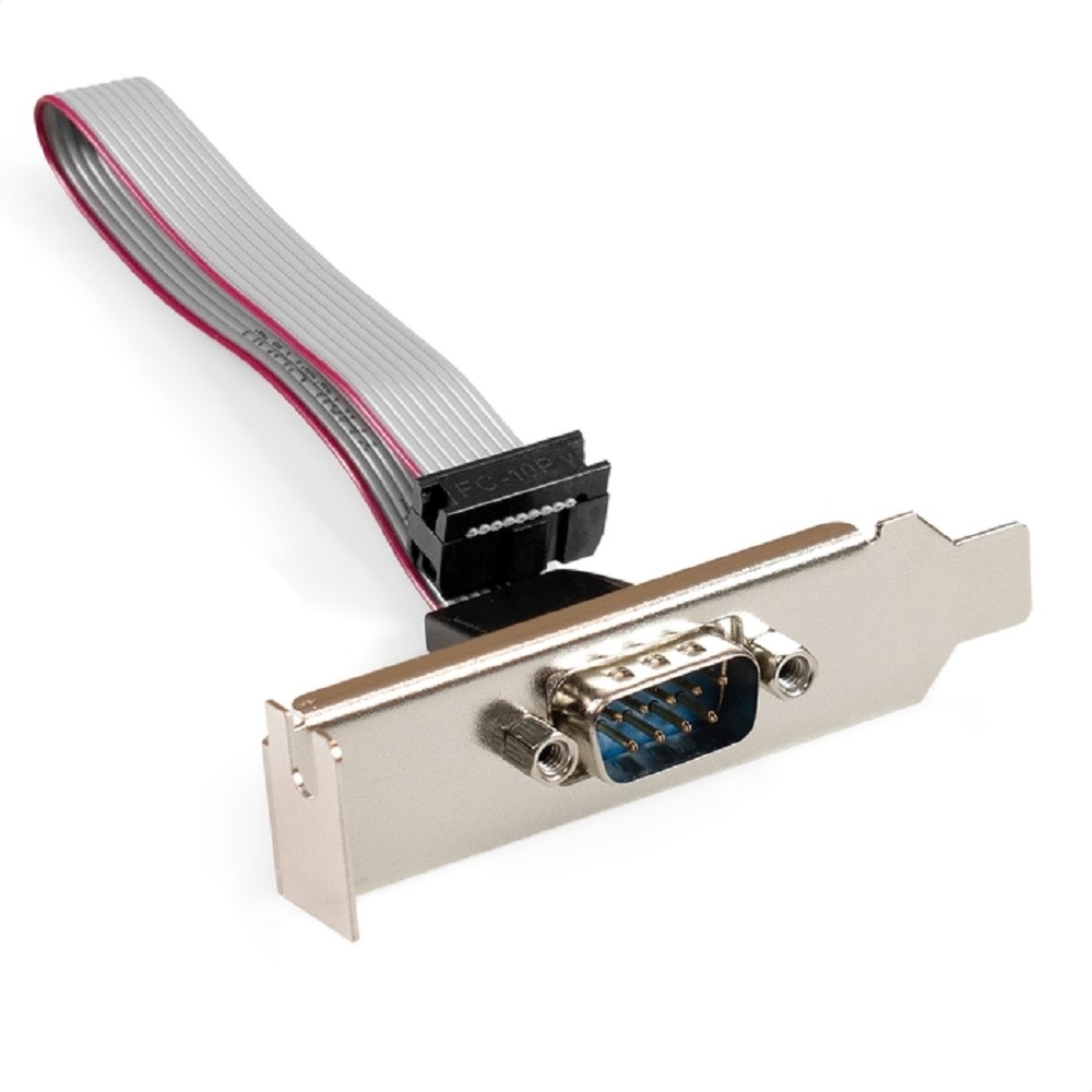 Планка портов EXEGATE EX298290RUS BrctDB91-LP, 1×COM, IDC 10-pin (F) → RS232 DB9 Male, Low Profile