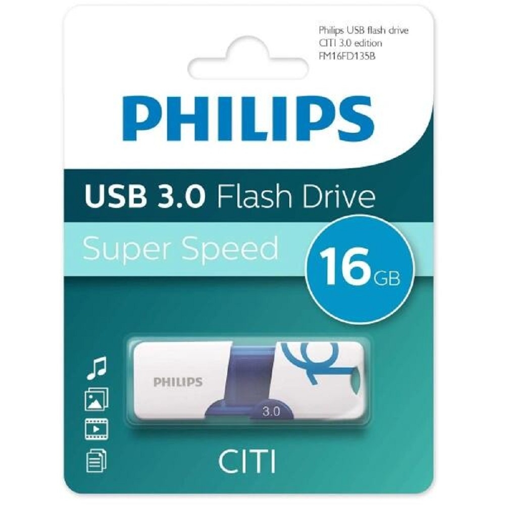 USB-флеш-накопитель Philips Citi FM16FD135B/97, 16 ГБ, USB 3.0, тип-A, 45 МБ/с