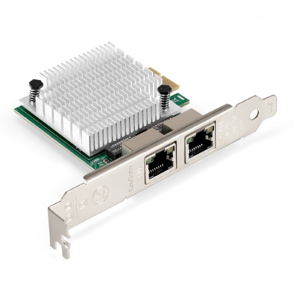 Сетевой адаптер ExeGate EX296210RUS, PCI-E x1 v2.0, 2×RJ45, 1GbE
