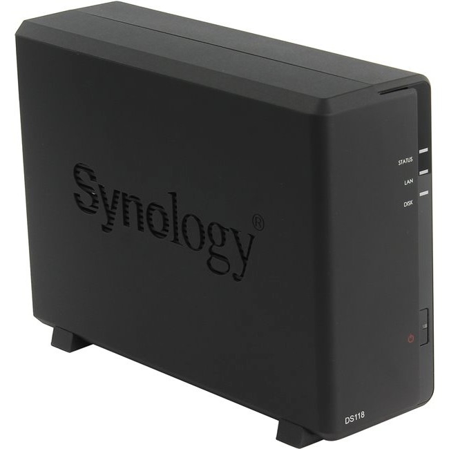 Synology DS118 Сетевое хранилище 1xHDD DC1,4GhzCPU/1Gb, SATA(3,5'')/2xUSB3.0, 1GigEth, iSCSI, 2xIPcam(upto 15)/1xPS
