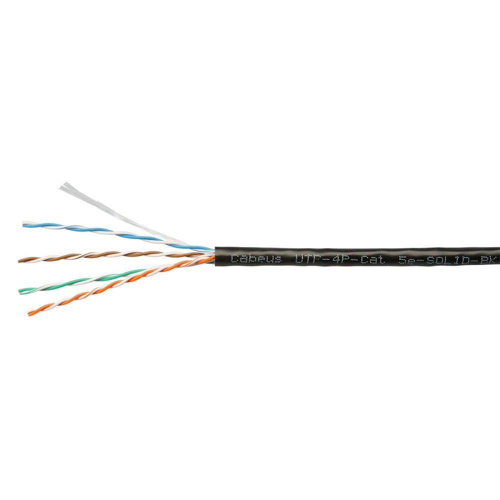 Кабель Cabeus UTP-4P-Cat.5e-SOLID-BK, U/UTP, кат. 5e, 4 пары, 305 м