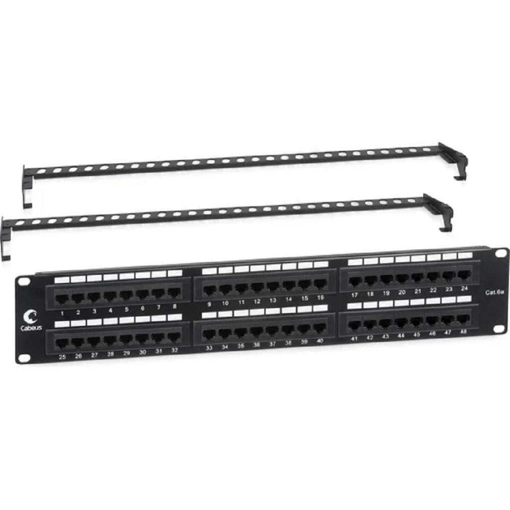 Патч-панель Cabeus PL-48-Cat.6A-Dual, 19", 2U, 48 портов RJ-45, Cat 6a