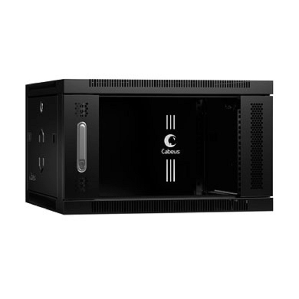 Шкаф телекоммуникационный Cabeus SH-05F-6U60/60-BK, настенный, 6U, 600×600мм, стекло, чёрный