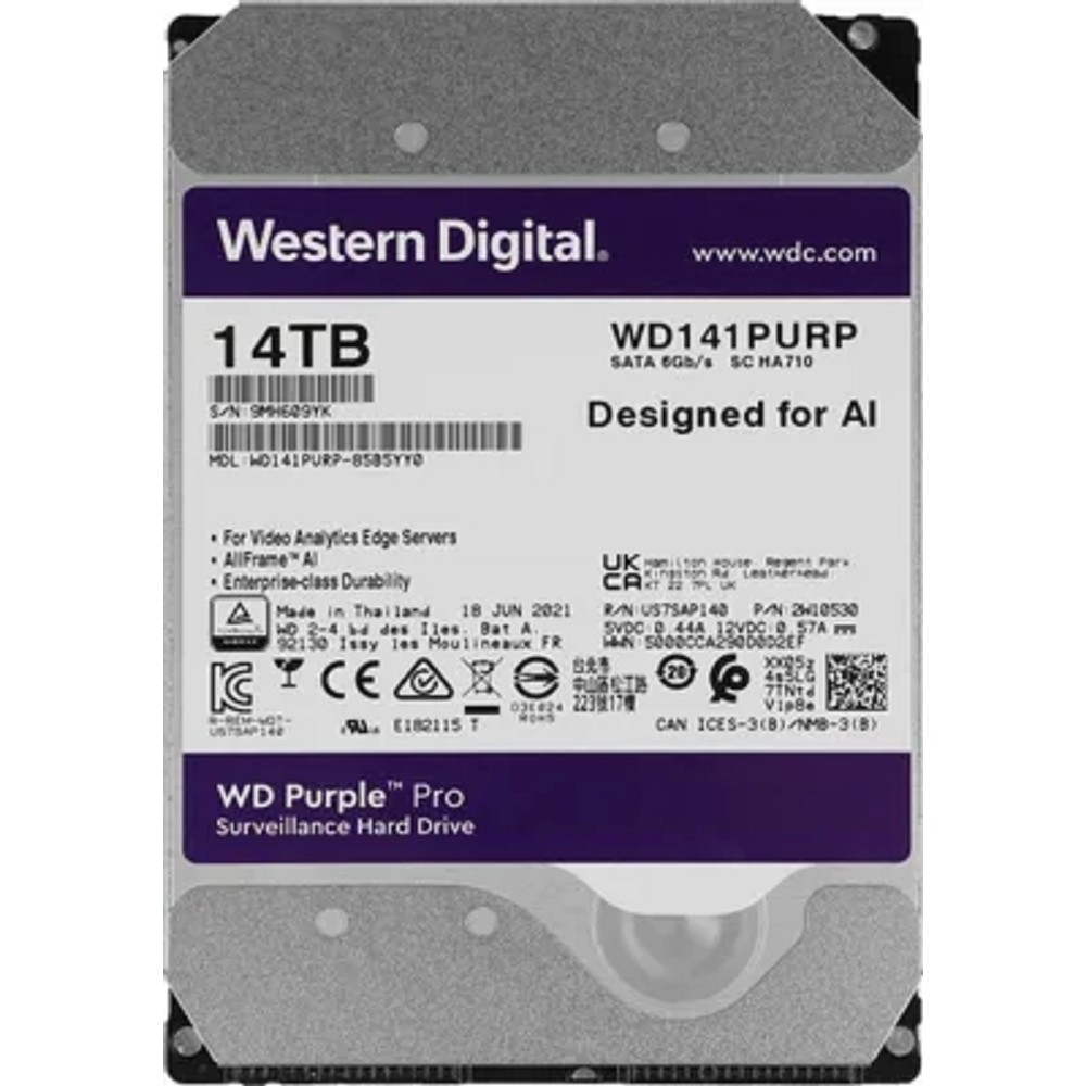 Жесткий диск Western Digital Purple Pro WD141PURP, 14TB, 3.5", SATA III, 7200 rpm