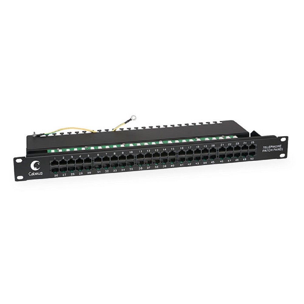 Патч-панель Cabeus PL-50-TEL-Dual, 19", 1U, 50×RJ45, телефонная