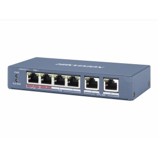Коммутатор Hikvision DS-3E0106HP-E, 4×FE PoE + 2×FE, неуправляемый