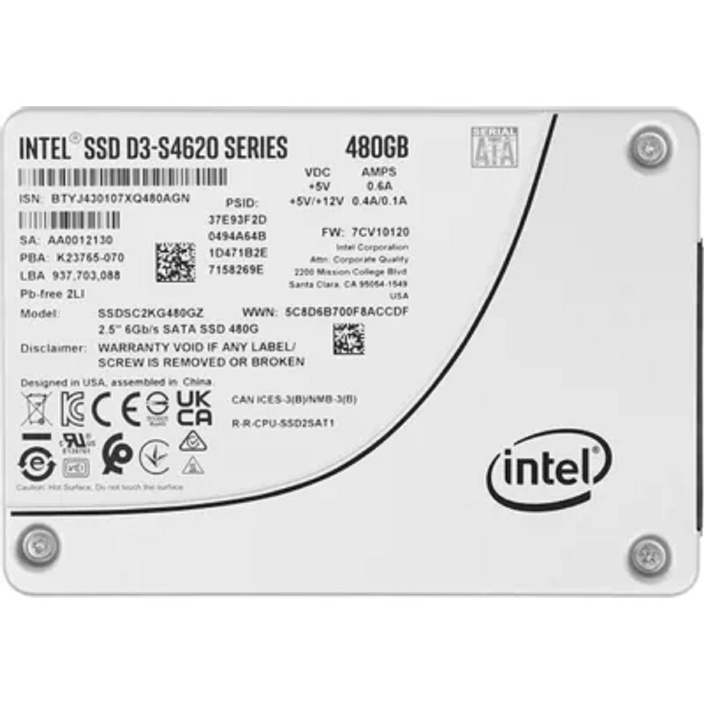SSD Intel SSDSC2KG480GZ01, 480ГБ, SATA, 2.5", TLC