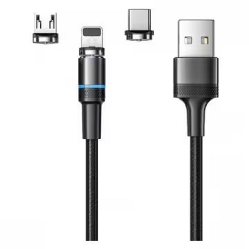 Кабель USB Rexant 18-7076 3 в 1, Type-C/Lightning/Micro USB, 1,2 м, черный