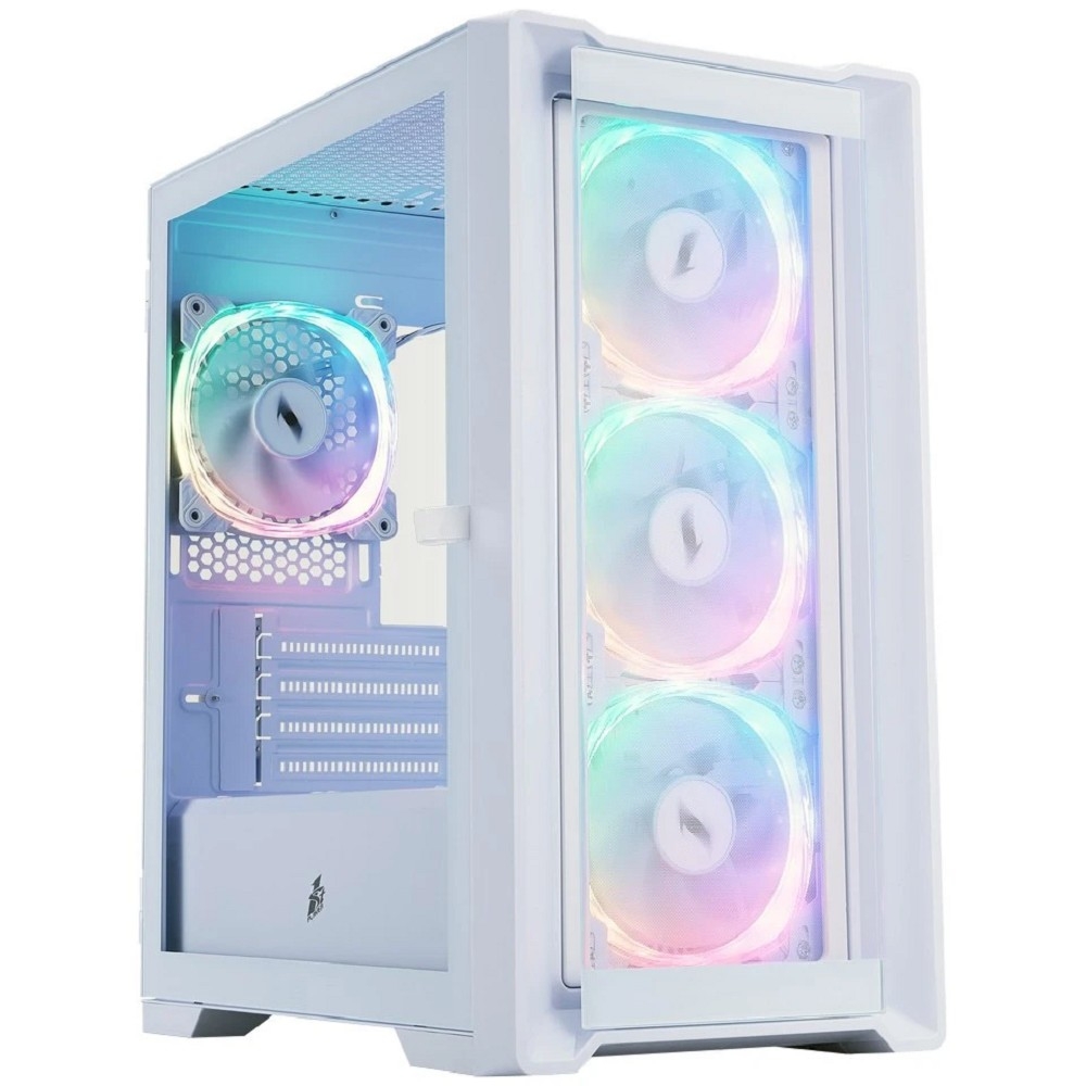 Корпус 1stPlayer T4-G-WH-4FS7-W, mATX, 4×120mm ARGB, белый