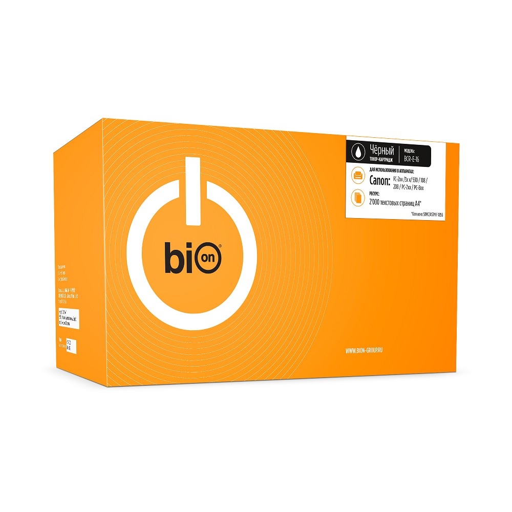 Картридж Bion BCR-E-16 для Canon, черный, 2000 страниц, с чипом