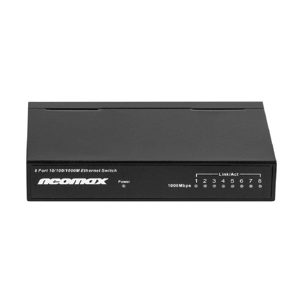 Коммутатор Neomax NMS-108P-1000-S, неуправляемый, 8×1GbE, металл, настольный