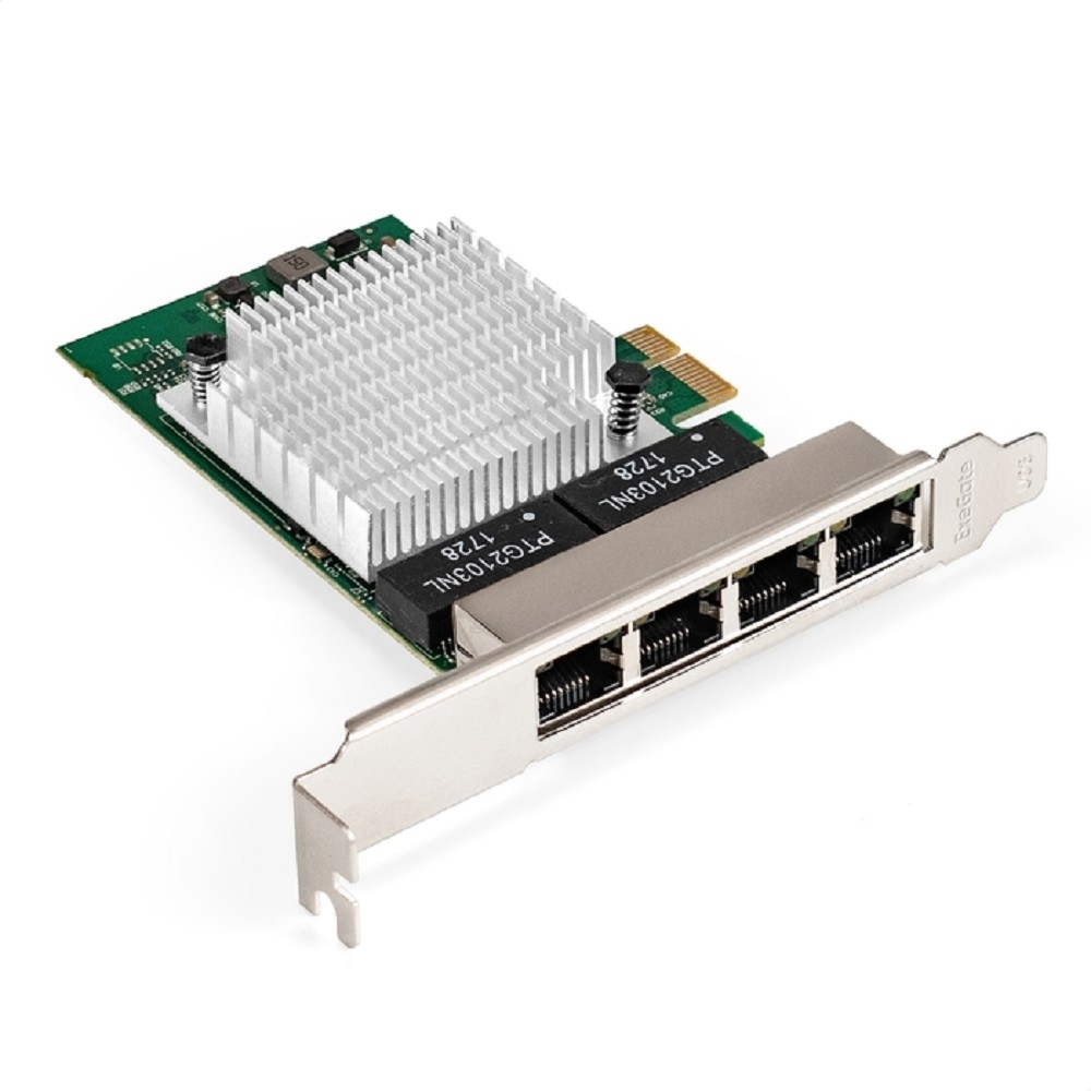 Сетевой адаптер ExeGate EX296211RUS, PCI-E x1, 4×RJ45, 1GbE, RTL8111H