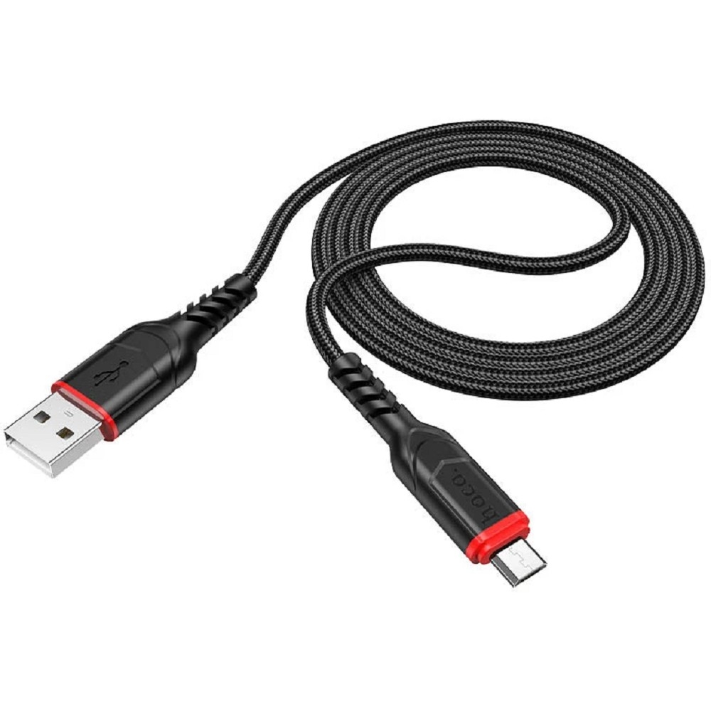 Кабель Hoco HC-44890, USB Micro, 1м, 2.4A, нейлон, чёрный