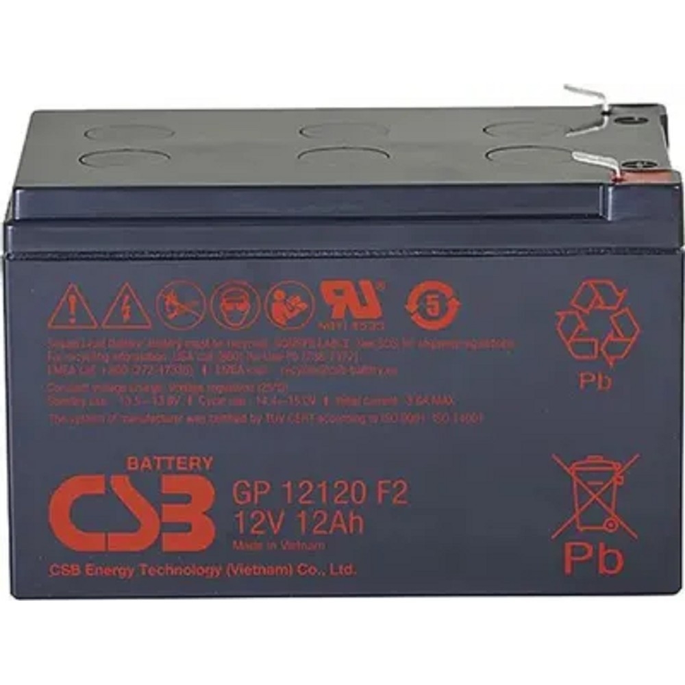 Аккумулятор CSB GP-12120, 12 В, 12 А·ч, клеммы F2, свинцово-кислотный