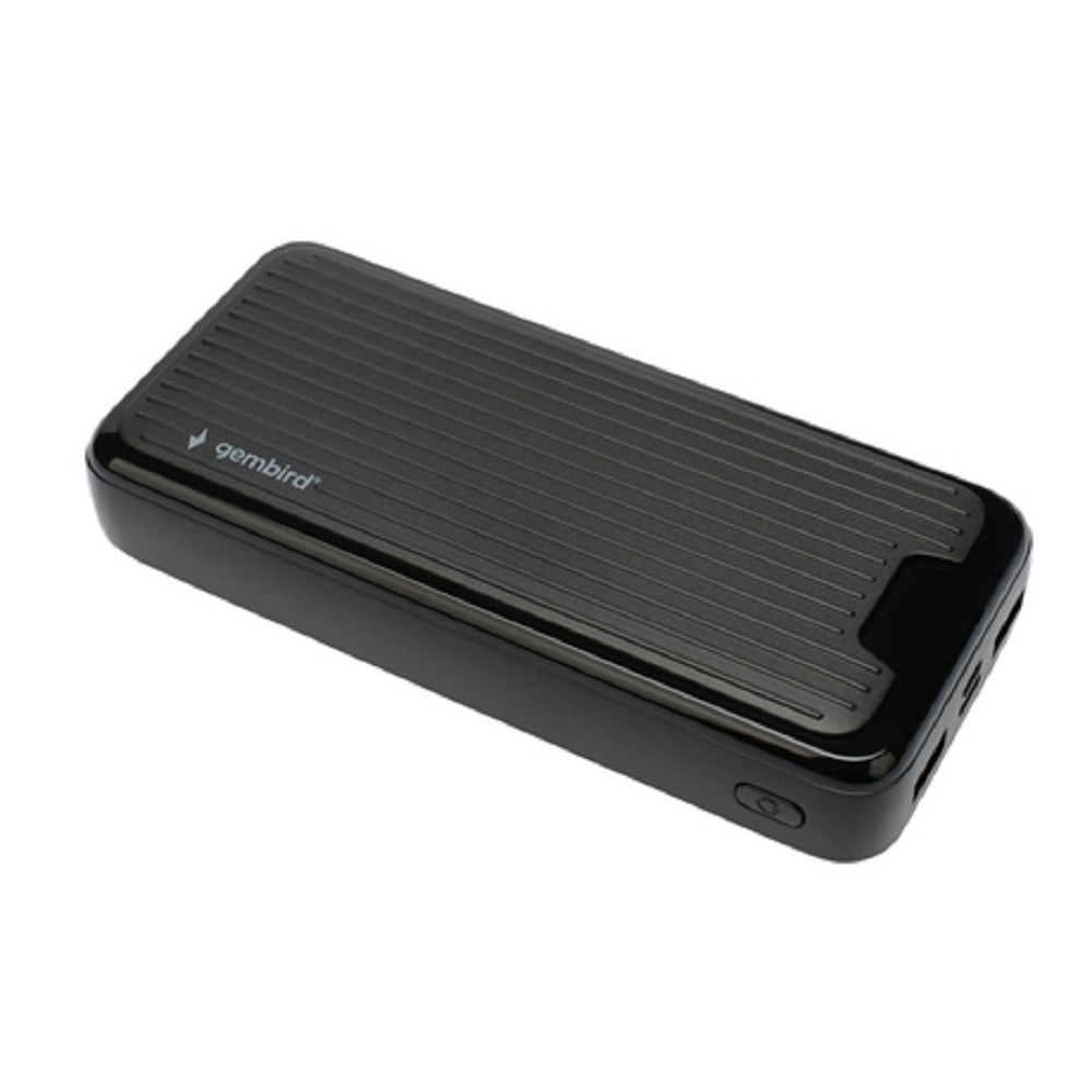 Power bank Gembird GPB-20, 20000 мАч, Micro USB/Type-C, 2×USB, чёрный