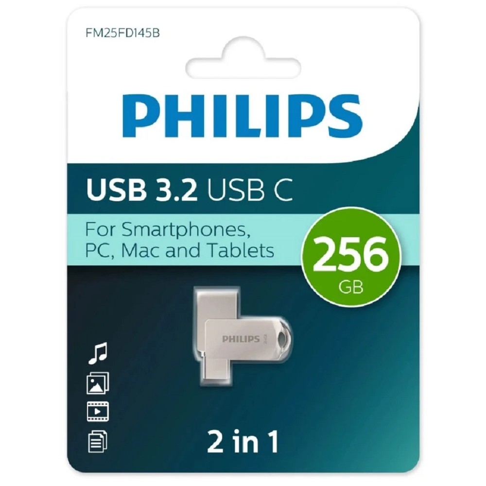 Флеш-накопитель Philips FM25FD145B/97, 256 ГБ, USB 3.2, Type-A + Type-C