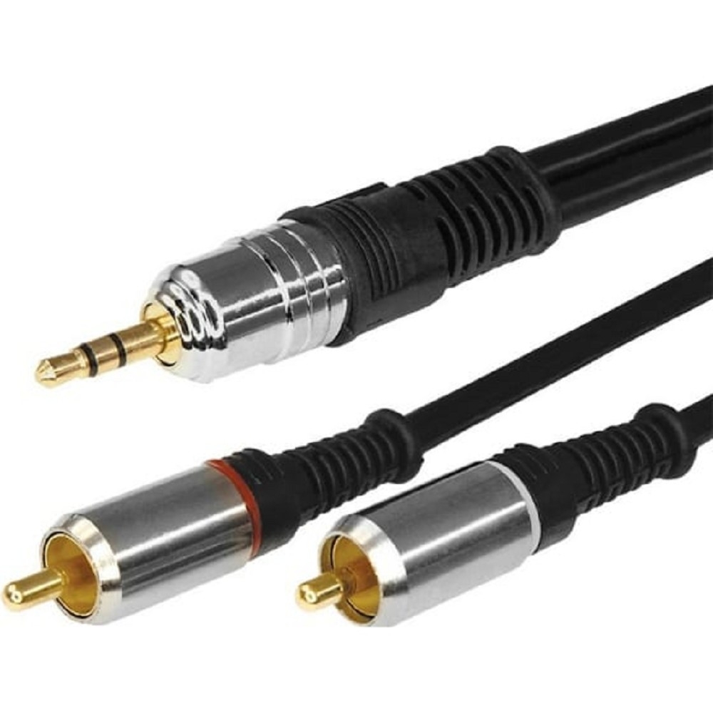 Кабель Rexant 17-4225, Jack 3.5 мм — 2×RCA, 5 м, чёрный