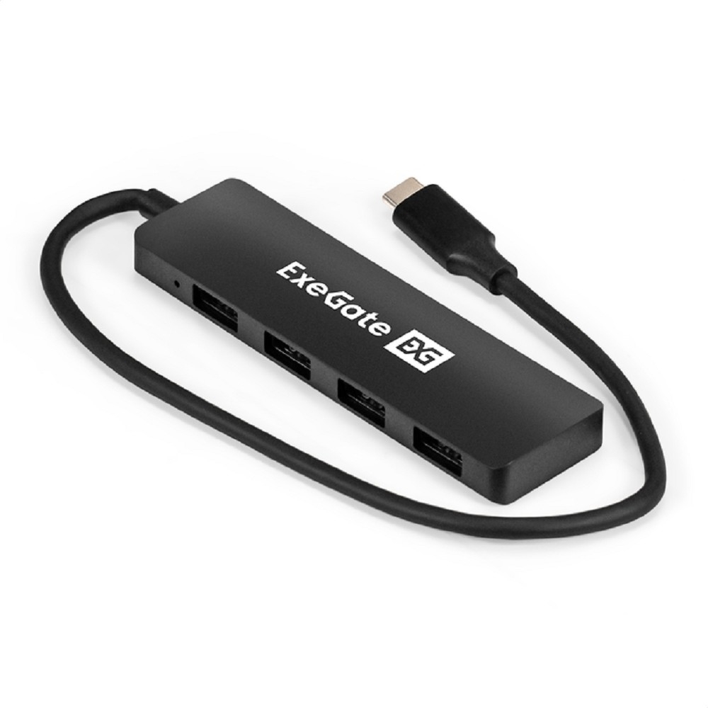 USB-хаб EXEGATE DUB-4CP/3 (EX296929RUS), USB Type-C → 4×USB 3.0 Type-A, кабель 0,25 м