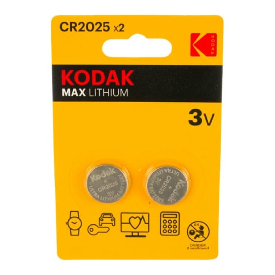Батарейка Kodak CR2025-2Bl Max Lithium, литиевая, 3 В, CR2025, 2 шт