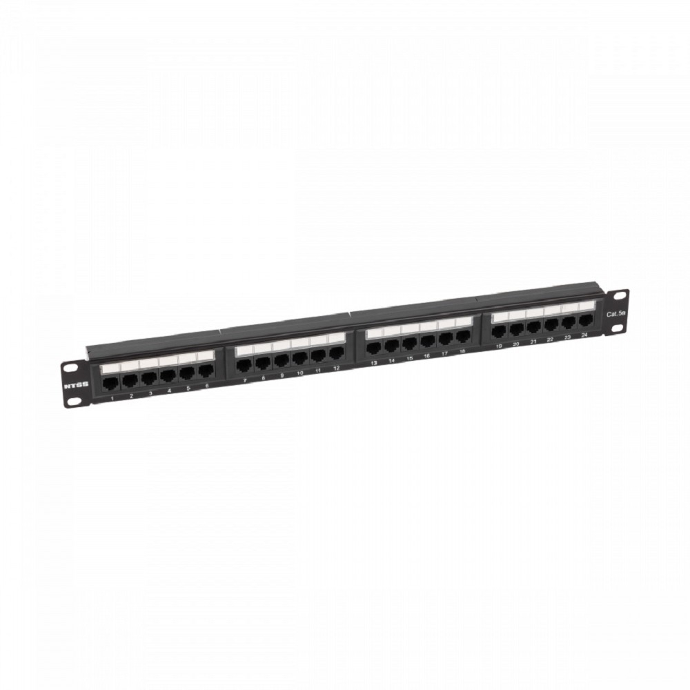 Патч-панель NTSS NTSS-PP-1U-24-UTP-RJ45-5e-D, 24×RJ45, кат.5e, UTP, 1U
