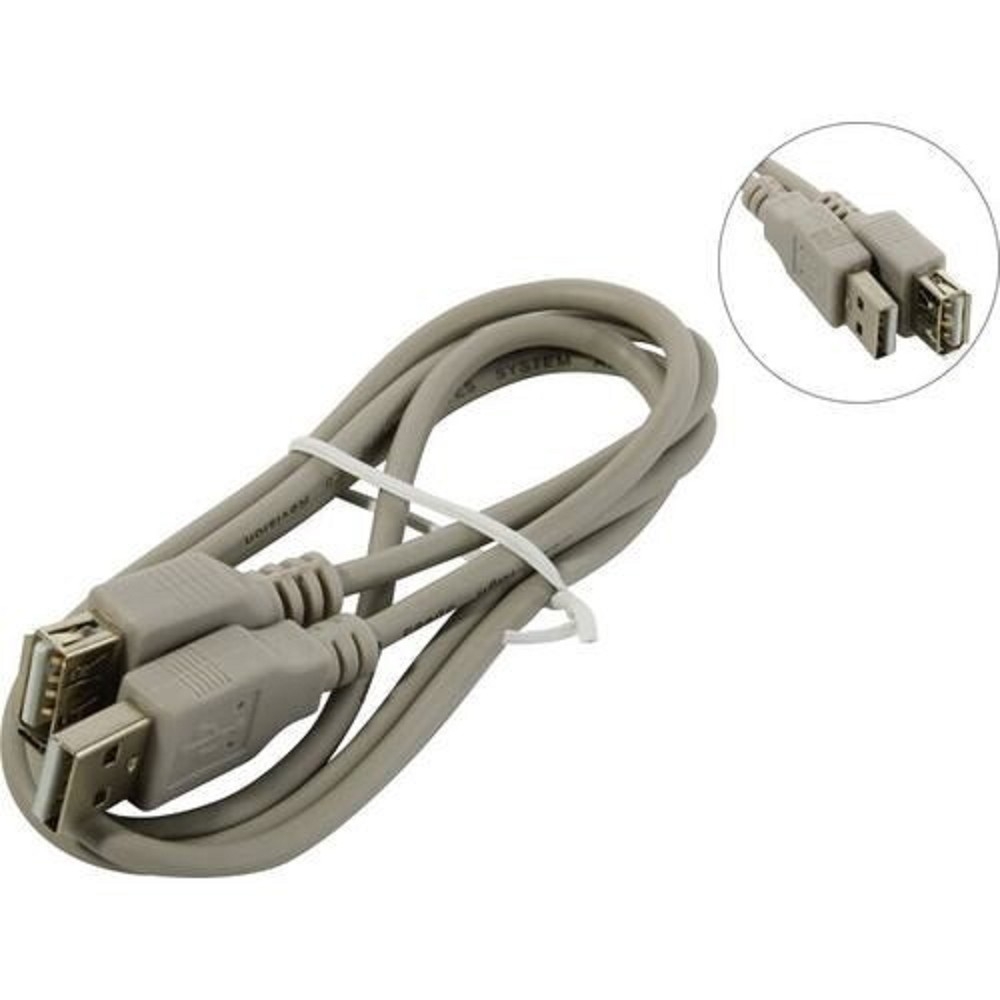 Кабель USB 5bites UC5011-010C, USB 2.0 A–A, удлинительный, 1 м, серый