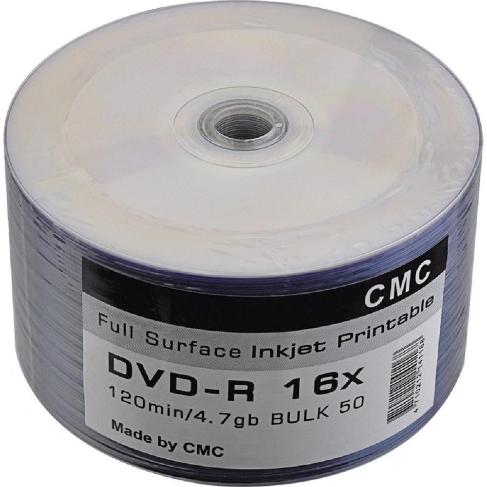 Диски CMC DVD-R, 4,7 ГБ, 16x, Full Ink Print, Bulk 50 шт.
