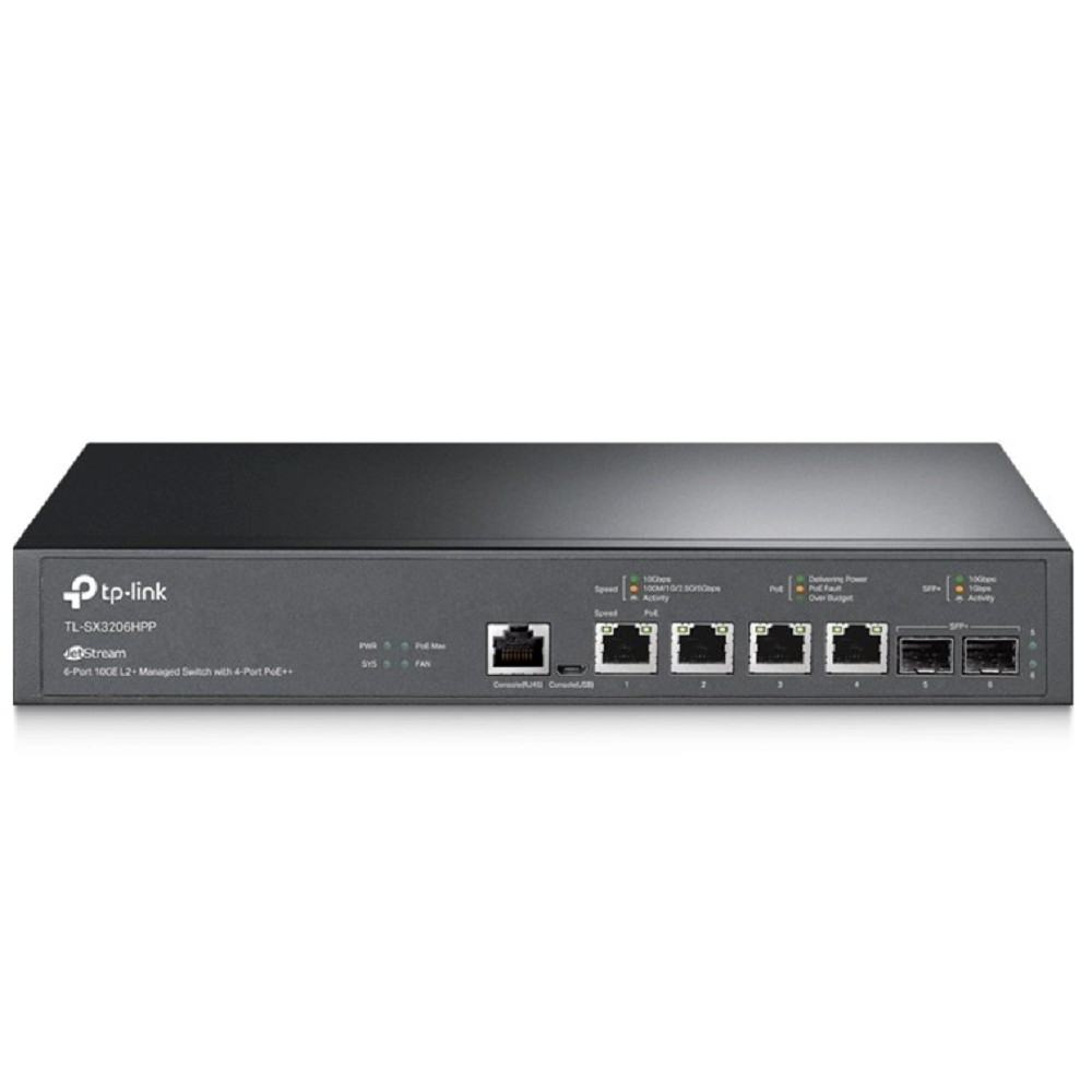 Коммутатор TP-Link SX3206HPP, L2+, 4×PoE++ 10GbE, 2×SFP+