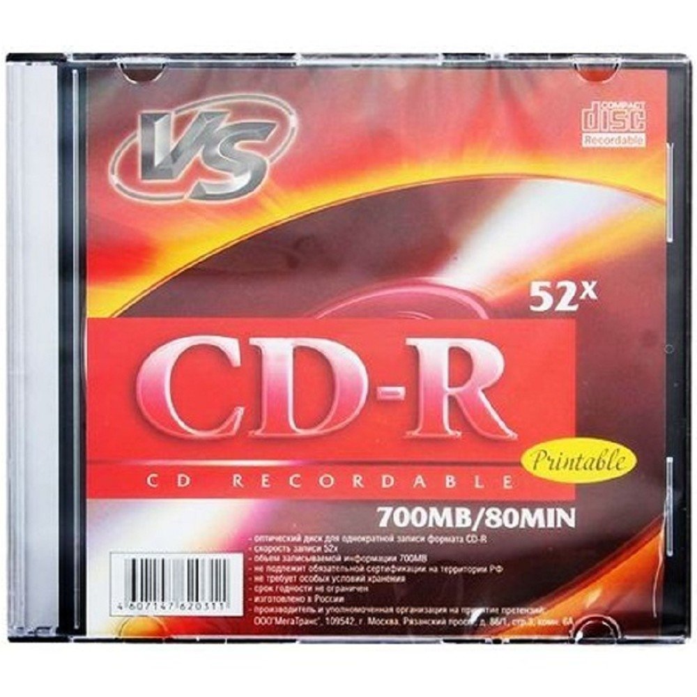 Диск CD-R VS (PERFEO) VSCDRIPSL501, 700 МБ, 52x, Slim Case, 5 шт