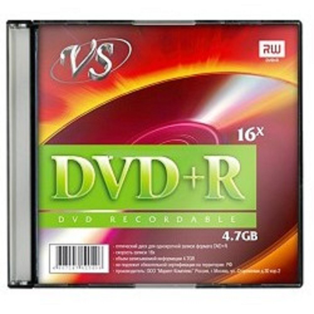 Диск DVD+R VS (PERFEO) VSDVDPRSL501, 4.7 ГБ, 16x, Slim Case, 5 шт.