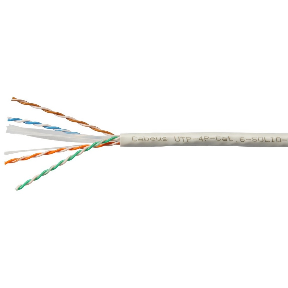 Кабель Cabeus UTP-4P-Cat.6-SOLID-LSZH-GY-100, U/UTP кат.6, 4 пары 23 AWG, LSZH, 100 м