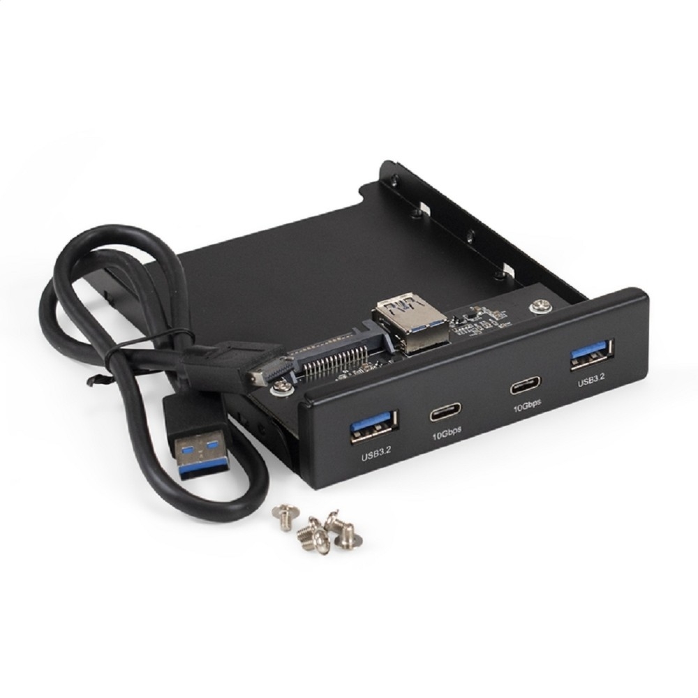 Планка USB ExeGate EX297553RUS, 3.5", 2×Type-A + 2×Type-C