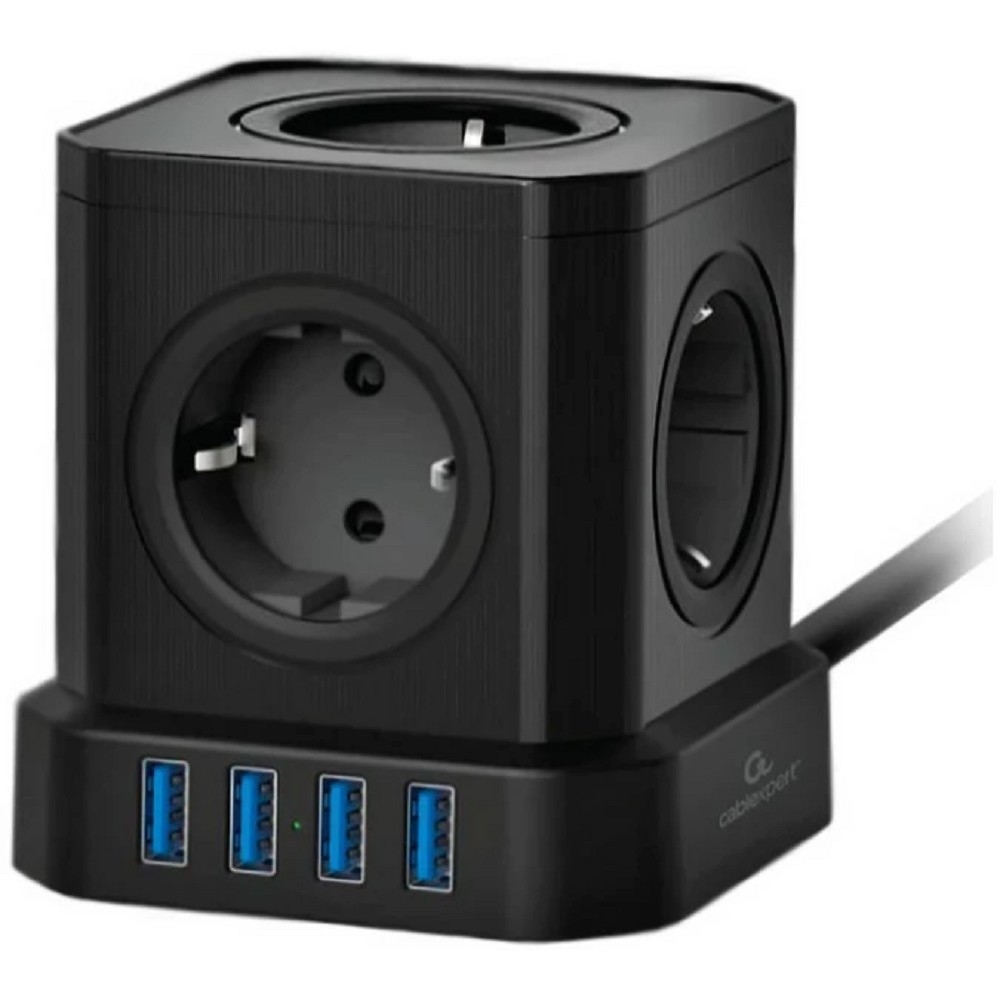 Сетевой фильтр Cablexpert TWR-5-U4-B-2, 5 розеток, 4×USB, 2м