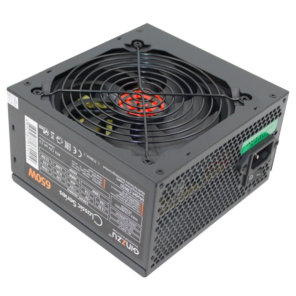 Блок питания Ginzzu CB650, 650Вт, ATX, 12CM, 24+4p, 2×PCI-E