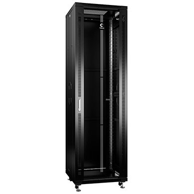 Шкаф монтажный Cabeus SH-05C-42U60/100-BK, напольный, 42U, 600×1000мм, двери стекло/металл, черный