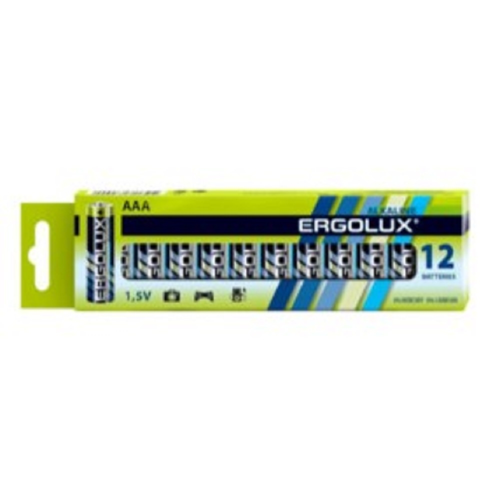 Батарейка Ergolux LR03 Alkaline BP-12, AAA, 1.5 В, 1250 мА·ч, 12 шт