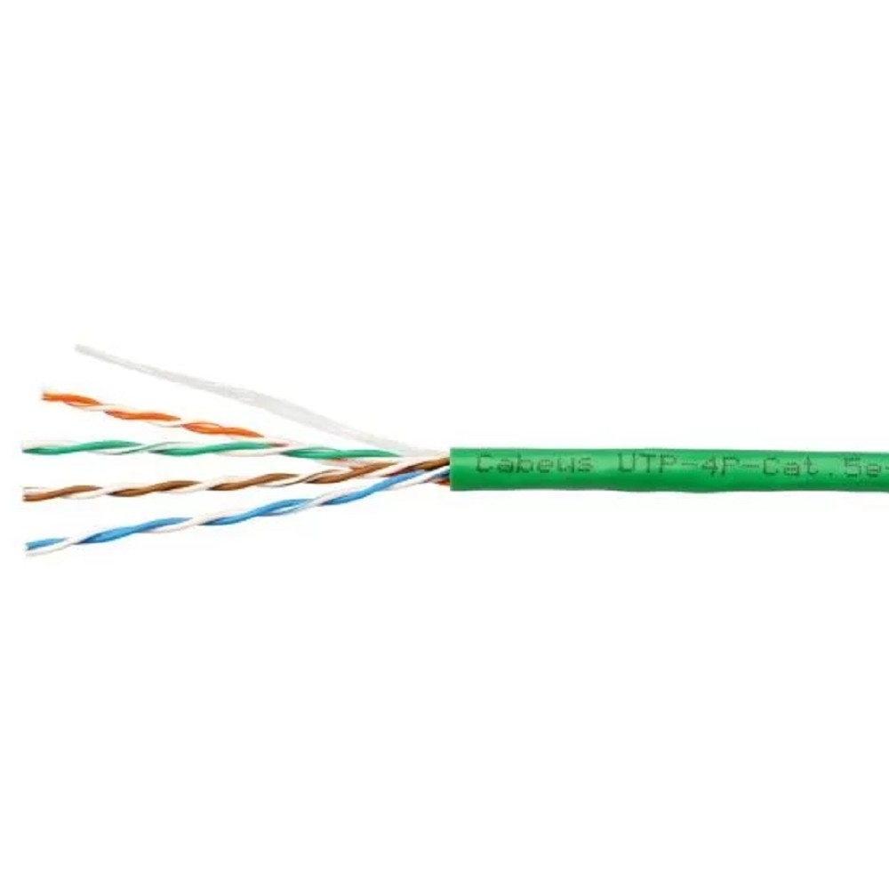 Кабель витая пара Cabeus UTP-4P-Cat.5e-SOLID-GN, UTP, Cat.5e, одножильный, 305м, зелёный